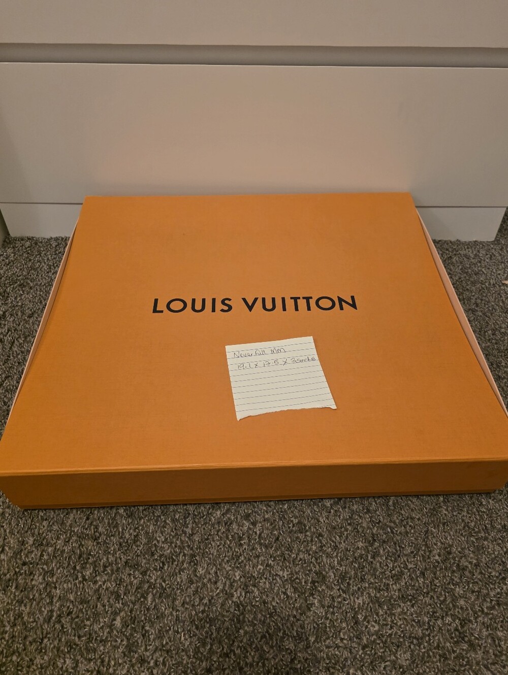 One Louis Vuitton Large Orange Box with Black Logo